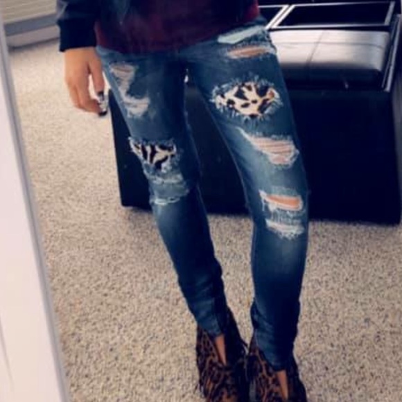 Leopard patch kanCan jeans - Picture 2 of 3